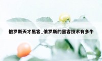 俄罗斯天才黑客_俄罗斯的黑客技术有多牛