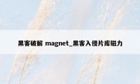 黑客破解 magnet_黑客入侵片库磁力