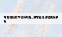 黑客视频教学视频教程_黑客直播编程视频教程