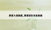 黑客入侵美国_黑客团队攻击美国