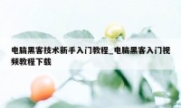 电脑黑客技术新手入门教程_电脑黑客入门视频教程下载