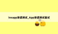 iosapp渗透测试_App渗透测试面试