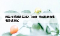 网站渗透测试实战入门pdf_网站信息收集表渗透测试