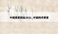 中国黑客网站2021_中国网评黑客