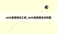 web渗透测试工具_web渗透测试分析题