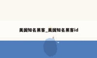 美国知名黑客_美国知名黑客id