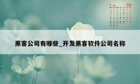 黑客公司有哪些_开发黑客软件公司名称