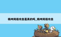 杨坤网络攻击是真的吗_杨坤网络攻击