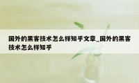 国外的黑客技术怎么样知乎文章_国外的黑客技术怎么样知乎