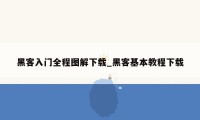 黑客入门全程图解下载_黑客基本教程下载