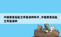 中国黑客后起之秀是谁啊知乎_中国黑客后起之秀是谁啊