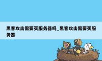 黑客攻击需要买服务器吗_黑客攻击需要买服务器