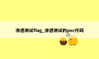 渗透测试flag_渗透测试的poc代码