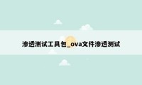 渗透测试工具包_ova文件渗透测试