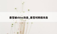 暴雪被ddos攻击_暴雪对网络攻击