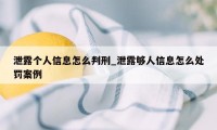 泄露个人信息怎么判刑_泄露够人信息怎么处罚案例