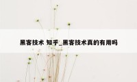 黑客技术 知乎_黑客技术真的有用吗