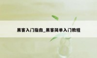 黑客入门指南_黑客简单入门教程